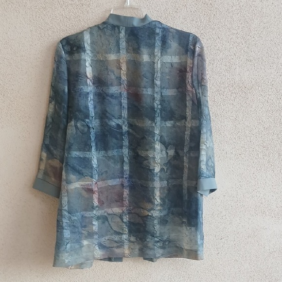 R&M Richards Elegant Blue Jumpsuit with Sheer Jacket - Picture 3 of 5